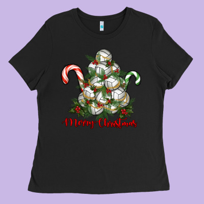 Ladies Tee Merry Christmas Volleyball