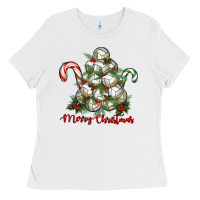 White Merry Christmas Volleyball Ladies Tee - RanaPortraitStore