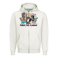 Oatmeal Heather pca patient care assistant western Zipper Hoodie - NancyCooperArtShop