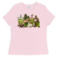 Bubblegum Pink bear coffee cups Ladies Tee - texasbilliewilder