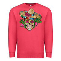 Cardinal mexican skull sombrero roses cactus serape Premium Sweatshirt - Artiststas