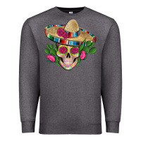 Charcoal Heather mexican skull sombrero roses cactus serape Premium Sweatshirt - Artiststas