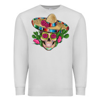 Dove Grey mexican skull sombrero roses cactus serape Premium Sweatshirt - Artiststas