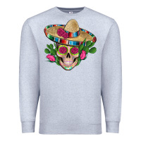 Heather Grey mexican skull sombrero roses cactus serape Premium Sweatshirt - Artiststas