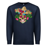 Navy mexican skull sombrero roses cactus serape Premium Sweatshirt - Artiststas