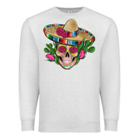 Oatmeal Heather mexican skull sombrero roses cactus serape Premium Sweatshirt - Artiststas