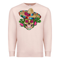 Pale Pink mexican skull sombrero roses cactus serape Premium Sweatshirt - Artiststas