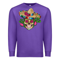 Purple mexican skull sombrero roses cactus serape Premium Sweatshirt - Artiststas