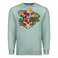 Seafoam mexican skull sombrero roses cactus serape Premium Sweatshirt - Artiststas