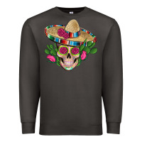 Smoke mexican skull sombrero roses cactus serape Premium Sweatshirt - Artiststas