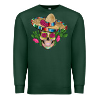 Sports Green mexican skull sombrero roses cactus serape Premium Sweatshirt - Artiststas