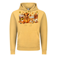 Vintage Mustard Fall Autumn cow pumpkin coffee cups Vintage Hoodie - RanaPortraitStore