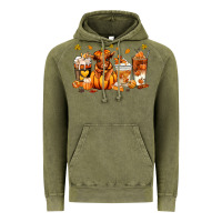 Vintage Olive Fall Autumn cow pumpkin coffee cups Vintage Hoodie - RanaPortraitStore