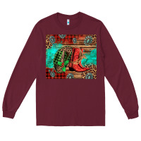 Burgundy country boots and cowboy hat christmas Long Sleeve Tee - Jasminsmagicworld
