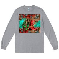 Heather Grey country boots and cowboy hat christmas Long Sleeve Tee - Jasminsmagicworld