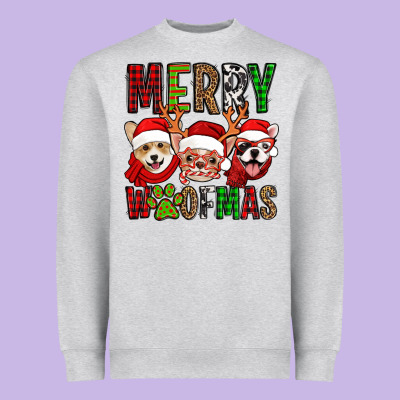 Merry Woofmas Dogs Heavyweight Sweatshirt Designed By Jasminsmagicworld