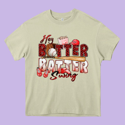 Hey Batter Batter Swing Baseball Heavy Core Tee Designed By Zillion Design Studio
