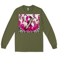 Army Green breast cancer american football ribbon Long Sleeve Tee - NancyCooperArtShop