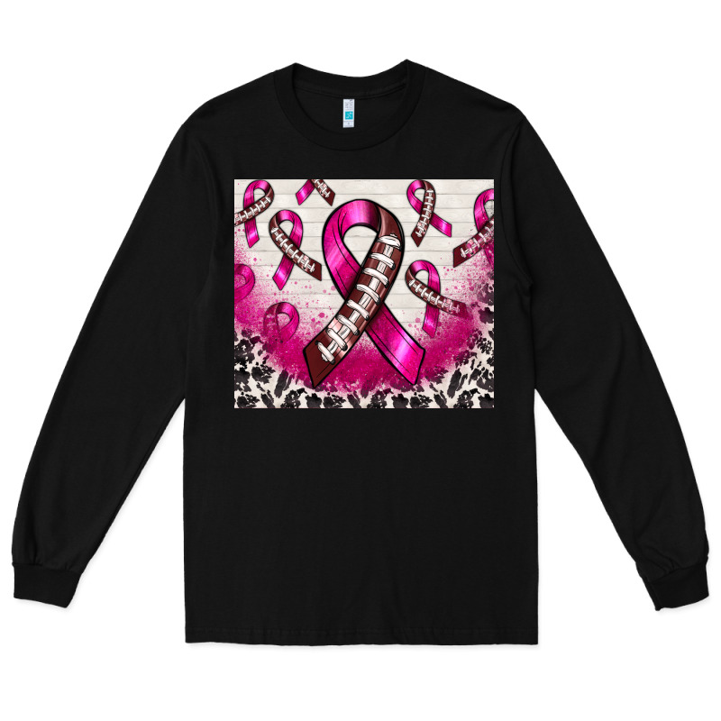 Breast Cancer American Football Ribbon Long Sleeve Tee by NancyCooperArtShop | Teevron
