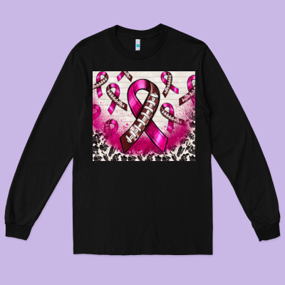 Breast Cancer American Football Ribbon Long Sleeve Tee Designed By Nancycooperartshop