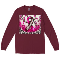 Burgundy breast cancer american football ribbon Long Sleeve Tee - NancyCooperArtShop