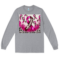 Heather Grey breast cancer american football ribbon Long Sleeve Tee - NancyCooperArtShop