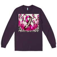 Plum breast cancer american football ribbon Long Sleeve Tee - NancyCooperArtShop