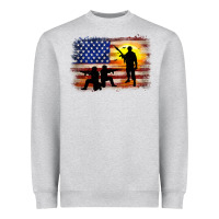 Heather Grey american flag soldier sunset Heavyweight Sweatshirt - JahusDesignShop