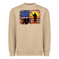 American Flag Soldier Sunset Heavyweight Sweatshirt | Teevron