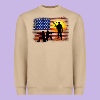 American Flag Soldier Sunset Heavyweight Sweatshirt Designed By Jahusdesignshop