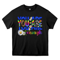 Black you are enough with daisies Heavy Core Tee - texasbilliewilder
