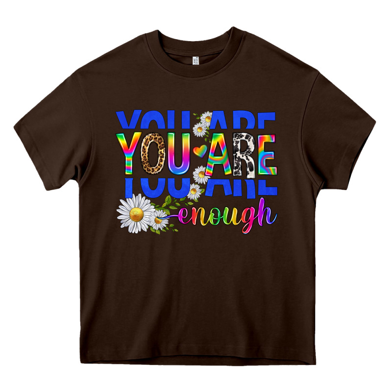 You Are Enough With Daisies Heavy Core Tee by texasbilliewilder | Teevron