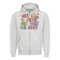 Dove Grey bit of a mess but doin' my best Zipper Hoodie - MaliasSmallBusiness