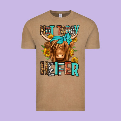 Not Today Heifer Long Haired Cow Vintage Tee Designed By Jasminsmagicworld