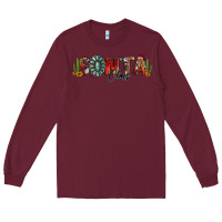Burgundy western christmas santa claus sunflowers and cactus Long Sleeve Tee - Jasminsmagicworld