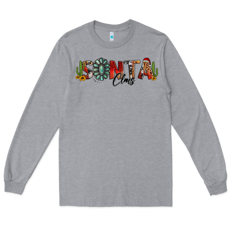Western Christmas Santa Claus Sunflowers And Cactus Long Sleeve Tee by Jasminsmagicworld | Teevron