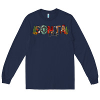 Navy western christmas santa claus sunflowers and cactus Long Sleeve Tee - Jasminsmagicworld