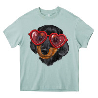 Dachshund With Love Glasses Heavy Core Tee | Teevron