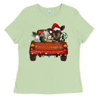 Matcha Merry Christmas Truck Farm Animals Ladies Tee - RanaPortraitStore