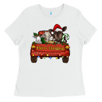 Merry Christmas Truck Farm Animals Ladies Tee | Teevron