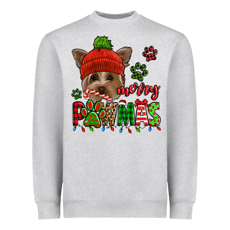 Merry Pawmas Christmas Yorkie Heavyweight Sweatshirt by Jasminsmagicworld | Teevron