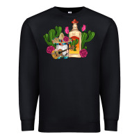 Black mexican tequila gnomes guitar roses cactus serape Premium Sweatshirt - Artiststas