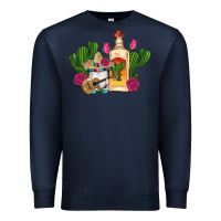 Navy mexican tequila gnomes guitar roses cactus serape Premium Sweatshirt - Artiststas