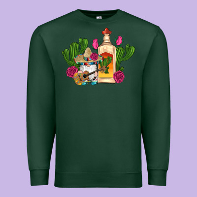 Mexican Tequila Gnomes Guitar Roses Cactus Serape Premium Sweatshirt Designed By Artiststas