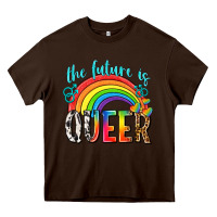 Chocolate Brown the future is queer Heavy Core Tee - texasbilliewilder