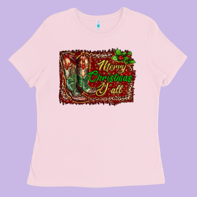 Ladies Tee Merry Christmas Y'all Boots