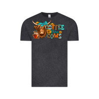 Vintage Black coffee then cows longhaired cow Vintage Tee - Jasminsmagicworld
