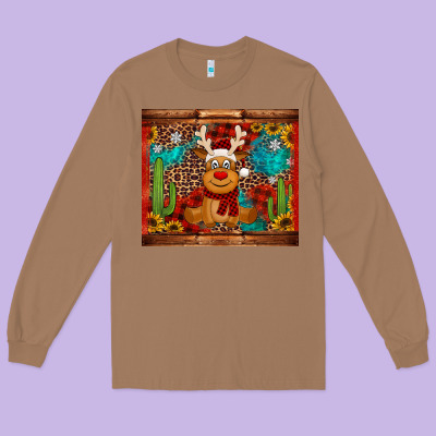 Western Christmas Reindeer Long Sleeve Tee Designed By Jasminsmagicworld