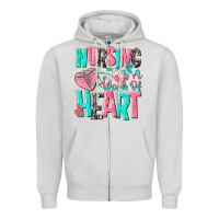 Dove Grey nursing is a work of heart Zipper Hoodie - NancyCooperArtShop