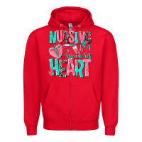 Red nursing is a work of heart Zipper Hoodie - NancyCooperArtShop